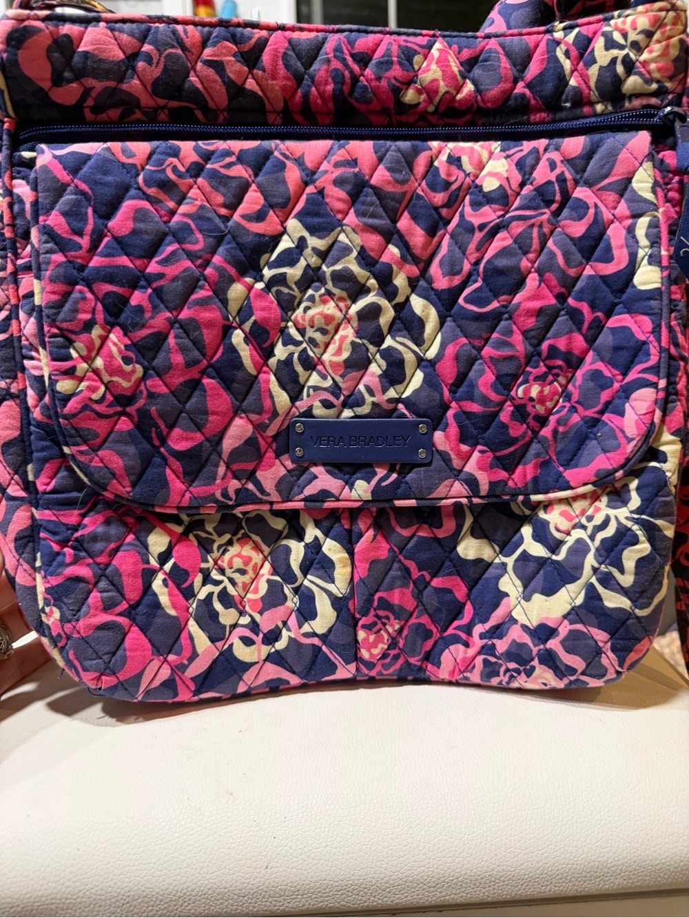 Vera Bradley Quilted Crossbody in Navy Pink Cream Floral